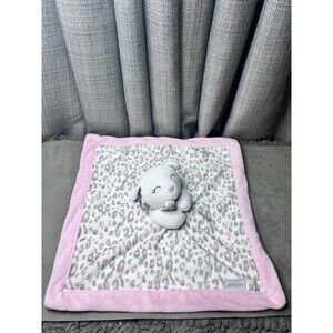 Carters White Bear Gray Cheetah Pink Satin Ruffle Rattle Security Blanket Lovey